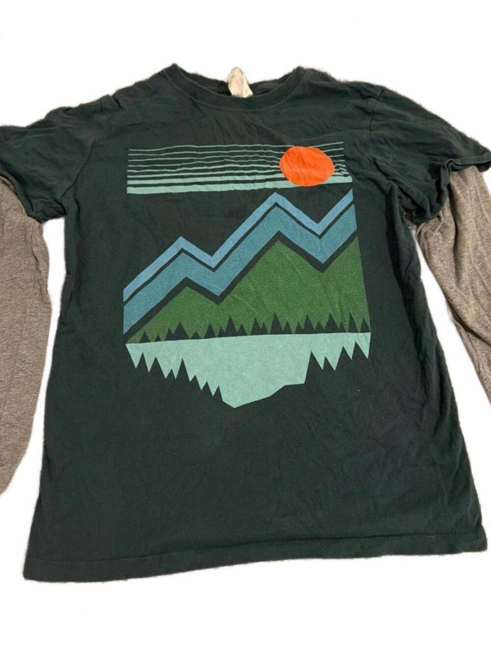 Hanna Anderson Graphic Layered Look Shirt Green Size 12